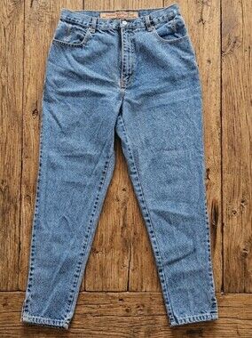 VTG District Gasoline High Waisted Tapered Ankle Slit Mom Jeans - 34 X 27